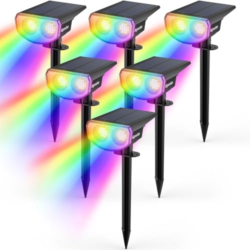 Kyosho Solar Spot Lights Outdoor, IP67 Waterproof Solar Lights for Yard, Garden and Walkways, 38 LEDs RGBW Multicolor Spotlight, 6 Pack by Kyosho