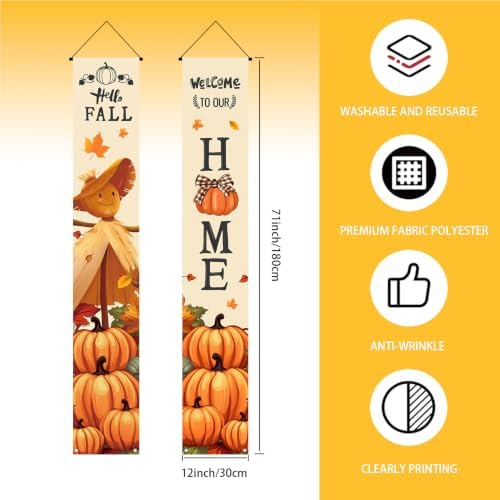 Fall Decor Banner,Scarecrow Pumpkin Thanksgiving Decorations Autumn Banner - Image 2