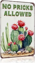 Bestylez Garden Gifts Vintage Cactus No Pricks Allowed Gardening Signs for Home Garden Greenhouse Living Room Bedroom Yard Outdoor Decor 8X12 Inch (3365) by RustFreeBrightColorsDurableandNotFade