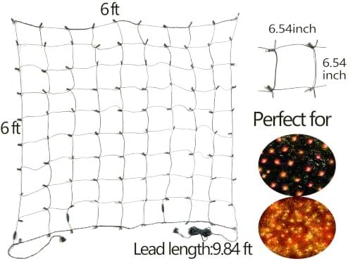 HISHINY Halloween Lights Outdoor,144LED 6ftx6ft Orange Net Lights with Connectable, Waterproof,UL Certified and Durable Black Wire Design for Bushes,Trees, Outdoor Indoor Party Decorations - Image 5