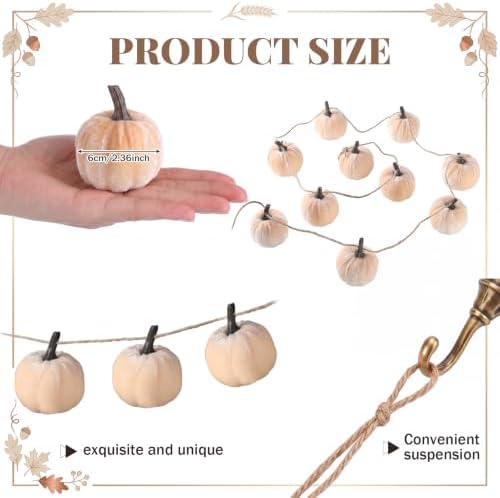 Mindsoft 8.2 ft Velvet Pumpkin Garland Champagne - Image 2