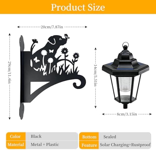 VOOKRY Solar Wall Lanterns Outdoor, Waterproof 2 Pack Hanging Lights with Dog Hooks, Wall Mount Sconce with 3 Solar Panels for Patio Porch Yard Garden Decor, Dusk to Dawn 2700K Warm White - Image 2