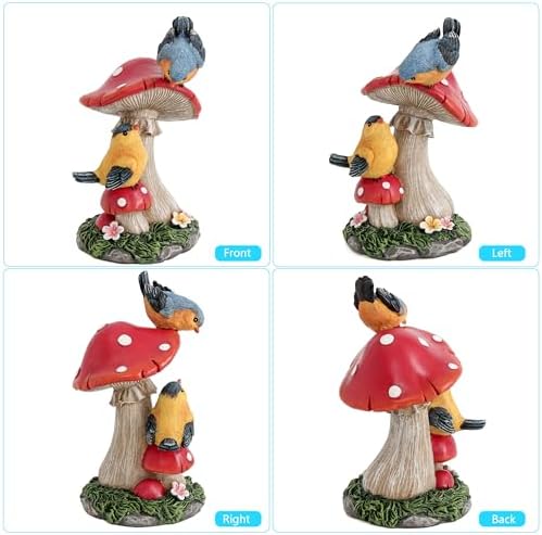 Bird garden statue Mushroom Figurines Outdoor Garden Decor for Patio Yard - Image 3