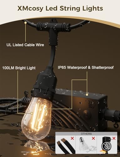 XMCOSY+ Outdoor String Lights,72.5FT Smart Dimmable Edison Bulb Patio Light - Image 5