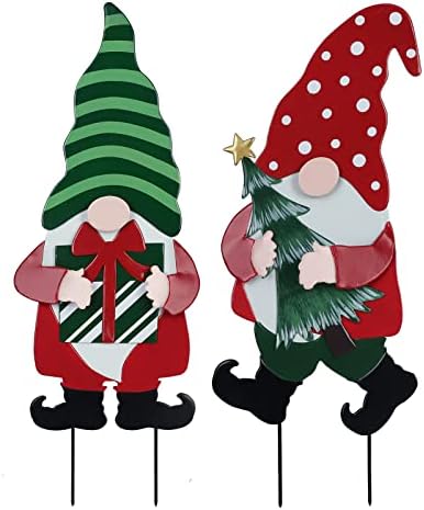 YEAHOME Outdoor Christmas Decorations for Home, Decorative Garden Stakes 2 Pack Gnomes for Christmas Decor, Metal Yard Signs Xmas Decorations for Outside Garden Yard Lawn Patio Holiday Party by YEAHOME
