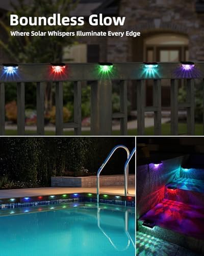 Herzila 16 Pack Solar Deck Step Lights Outdoor,Color Changing Solar Fence Lights Led Auto Dusk-to-Dawn, Waterproof Color Changing for Step, Fence, Railing Patio, Balcony - Image 2