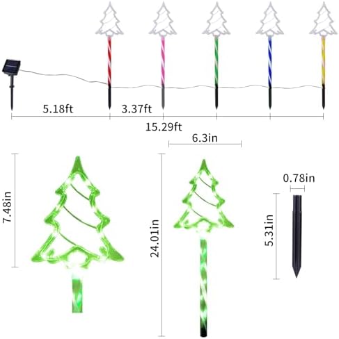 BRIGHTDECK Solar Christmas Tree Pathway Lights Outdoor Decorations, 10 Pack - Image 6