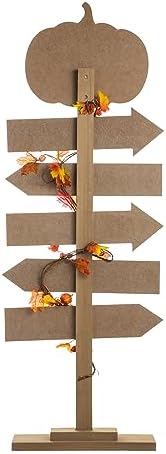 Glitzhome 42.5”H Fall Wooden Pumpkin Patch Porch Decor, Rustic Fall Harvest Welcome to Our Patch Yard Sign, Farmhouse Directional Porch Sign Standing Decor for Fall Harvest Autumn Thanksgiving - Image 6