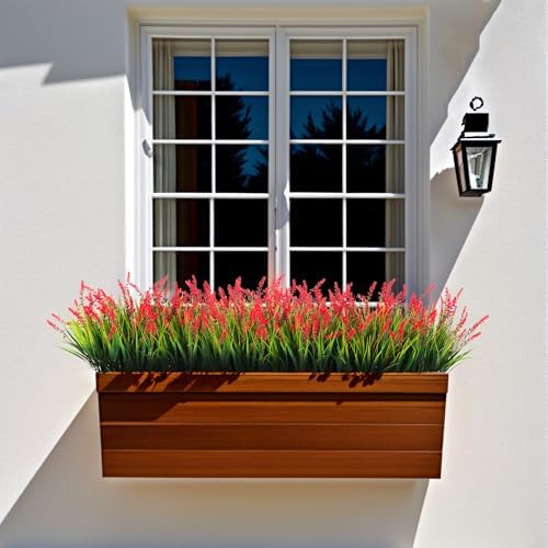 Artificial Faux Plants Flowers for Outdoor Decorations, Fake Monkey Grass for Outside Porch Patio, No Fade Realistic Greenery Plant, UV Resistant Artificial Bush Shrubs for Courtyard Window Garden - Image 4