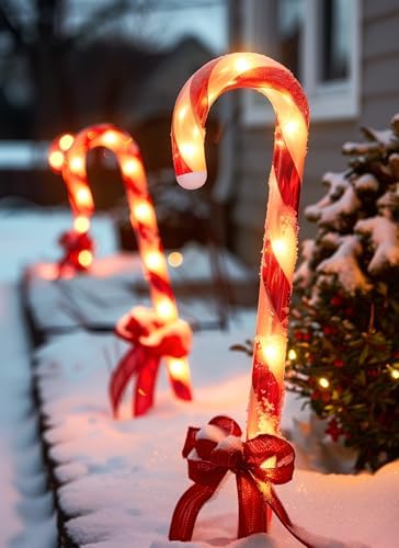 Brightown 20 Packs Solar Candy Cane Lights Outdoor Pathway, 8 Modes LED Outdoor Candy Cane Decorations Yard Lawn Driveway Walkway Sidewalk Christmas Decorations Outside - Image 5