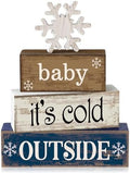 Moucuny 4 Pcs Wooden Block Signs Baby Its Cold Outside Farmhouse Decor by Moucuny