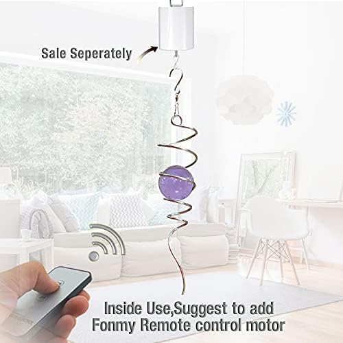 Fonmy Purple Gazing Ball Spiral Tail Wind Spinner Stabilizer with Swivel Hook 11inch Stainless Steel Tail and 2 inch Purple Glass Orb. Indoor Outdoor Garden Decoration Hanging Ornaments - Image 5