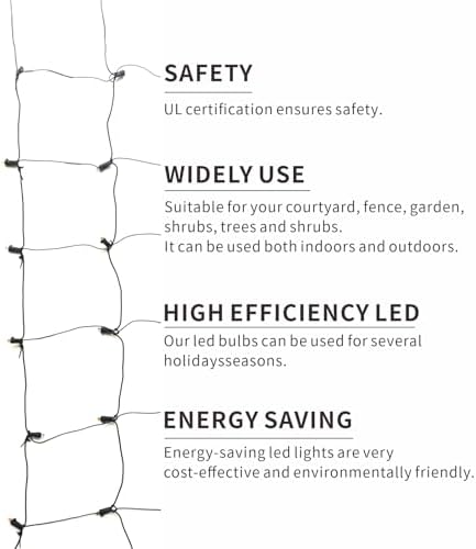 LED Christmas Net Lights Outdoor, UL Certified, 144LED 6ftx6ft, Green Wire, Connectable Waterproof Mesh Light for Christmas Party, Yard, Shrubs and Bushes Decorations (Red) - Image 6