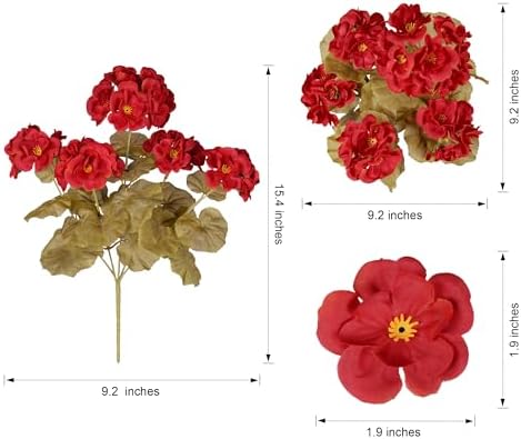 Fake Geraniums Artificial Flowers for Outdoors Fall Autumn Decoration, 6 Bundles Silk Geraniums Look Real Faux Fall Flowers Plants for Front Door Garden Planter Patio Balcony Yard Home Indoor, Mix - Image 6