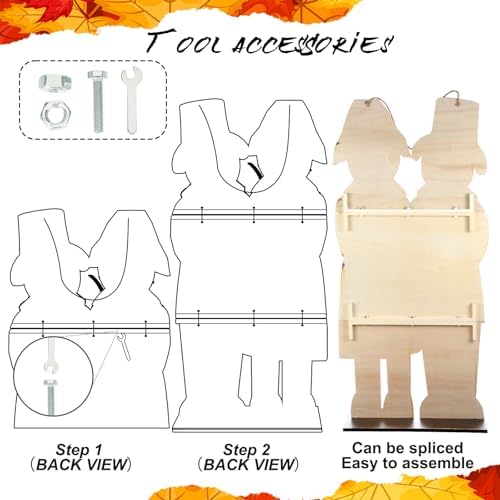 40 H Thanksgiving Wooden Porch Sign, Pilgrim Couple Porch Decor - Image 5