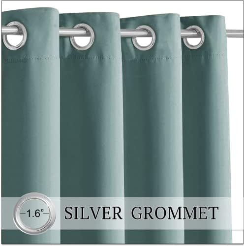 RYB HOME Outdoor Curtains for Patio, Waterproof Blackout UV Protection Outside Decor for Porch Swimming Pool Hut Garden Pavilion Pop Up Tent Pergola Balcony, W 52 x L 95, 1 Panel, Greyish Blue - Image 2