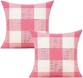 VAKADO Pink White Outdoor Farmhouse Buffalo Plaids Decorative Throw Pillow Covers Retro Checked Square Cushion Cases Classic Coffee Check Home Decor for Couch Sofa Patio 24x24 Inch Pack of 2 by VAKADO
