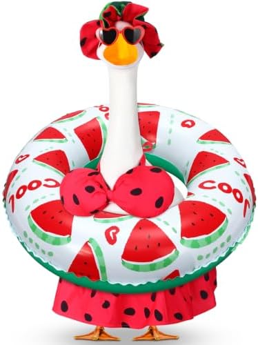 Abbylike Summer Watermelon Bikini Porch Goose Outfits with Hat, Sunglasses and Swimming Tube Hawaiian Clothes Costume for 23'' Goose for Garden Porch Statue Yard Pathway Decorations by Abbylike