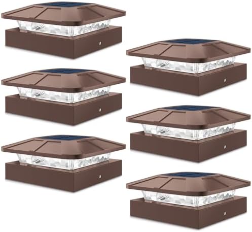 Peasur 6 Packs 4x4 Brown Post Solar Lights with 3 Modes by Peasur
