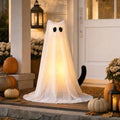 Cute Lighted Cat Ghost, Halloween Ghost Decorations Indoor Outdoor by PEJOURI