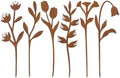 hogardeck Garden Decor for Outside, 6 Pcs Rusty Metal Flower Garden Stakes with Fern Leaf Design for Outdoor Yard Art, Rustic Plant Stakes for Flower Bed, Pot, Vase by HOGARDECK