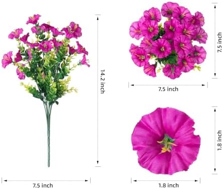 Artificial Fall Flowers Fake Plants for Outdoors Decor, 12 Bundles Silk Morning Glory with Eucalyptus Realistic UV Resistant Faux Flowers for Outside Planter Porch Yard Patio Garden Home Indoor, Mix - Image 6