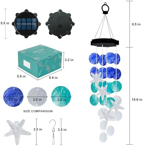 (New) Solar Wind Chime for Outside, Solar Hanging Wind Chime Lights, Gift for Women Grandma Mom Wife Sister Girls, LED Decorative Mobile Lights for Garden Yard Patio Decorations - Blue - Image 7
