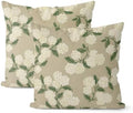 Beige Spring Pillow Covers 18x18 Inch 2 Pcs Khaki Green Hydrangea Flower Decor Throw Pillows Vintage Floral Seasonal Summer Outdoor Decoration Pillowcase Linen Cushion Cover for Couch Sofa by DAFENA