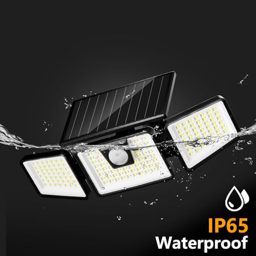 INCX Solar Lights Outdoor, 3000LM Motion Sensor Outdoor Lights, 4PCS, Black - Image 4