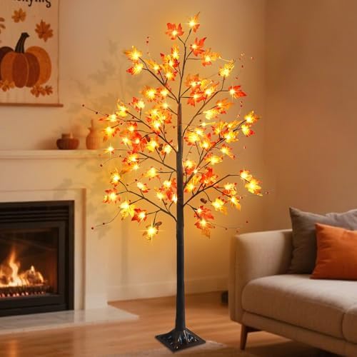 FORUP LED Lighted Maple Tree, 5 FT Lighted Artificial Tree for Thanksgiving Harvest Fall Festival Halloween Home Party Decoration (1 Pack) by FORUP+LLC