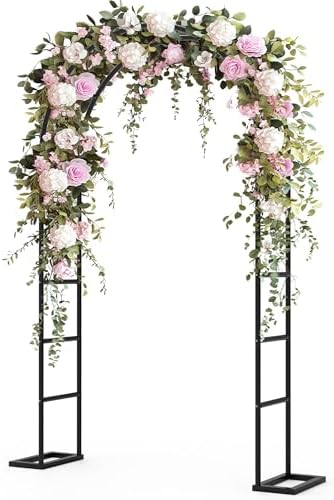 Garden Arch Trellis for Climbing Plants Outdoor, Wedding Arch with Base-94.5"(H)*55"(W), Balloon Arch Stand for Ceremony Valentines Day Birthday Baby Shower Garden Floral by TrellumeGardenHome