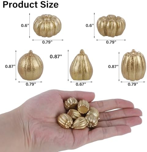 winemana 80Pcs Mini Pumpkins for Crafts, Fall Decorations for Home, Gold - Image 3