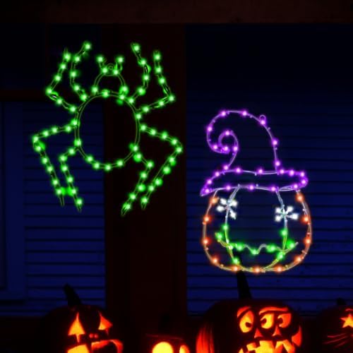 Halloween Window Lights, 2 Pack LED Waterproof Timer Indoor Decor by Bstge
