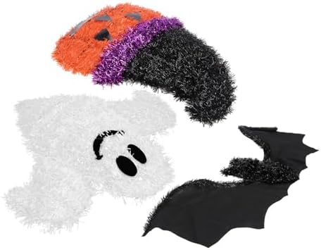3pcs Halloween Door Hanging Sign Halloween 3D Tinsel Ghost Bat Pumpkin Decoration for Home Outdoor Decor by YARDWE