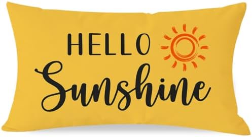 PANDICORN Spring Summer Yellow Throw Pillow Cover 12x20 Inch Hello Sunshine by PANDICORN