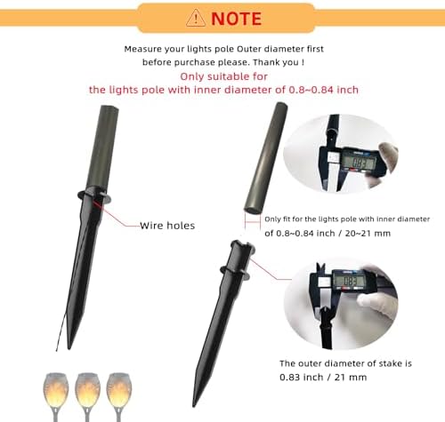 10 Pack Solar Light Stakes Replacement (Fit for Pole Inner Diameter 0.83 inch),Flickering Flame ABS Reinforced Ground Spikes Candy Cane Stakes for Outdoor Christmas Garden Deco - Image 2