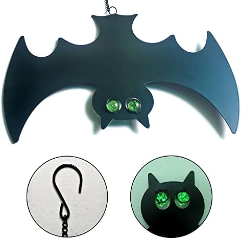Halloween Glow in The Dark Metal Bat Ghost Hanging Decor Set of 3 for Indoor Outdoor Party Decor - Image 6