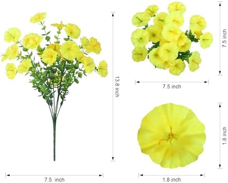 HyeFlora Artificial Flowers for Outdoors Fake Plants Outside Decoration, 12 Bundles Silk Colorful Morning Glory with Eucalyptus UV Resistant Realistic Faux Flowers for Planter Porch Patio Yard Garden - Image 6