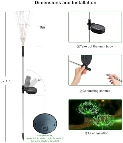 Slyuexu Solar Garden Lights Outdoor Waterproof, 2 Pack 120 LED - Image 6