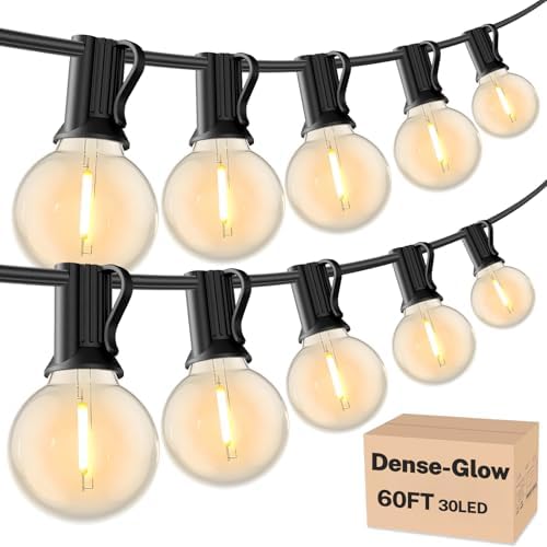 RTTY 60 FT Outdoor String Lights, LED Patio Light 32 LED Waterproof Bulbs by RTTY