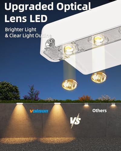 VOLISUN Solar Deck Lights 12 Pack, Warm White Glow LED Large Size Lamp, IP65 Waterproof Step Lights Outdoor for Deck, Step, Fence, Railing, Wall and Stairs (White) - Image 2