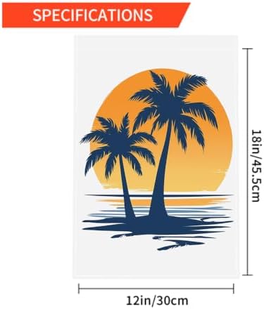 Moslion Coastal Garden Flag Palm Tree Waves In The Beach At Sunset Flags Double-Sided Banner Welcome Yard Flag Outdoor Home Decor. Lawn Villa 12x18 Inch Blue Orange - Image 2