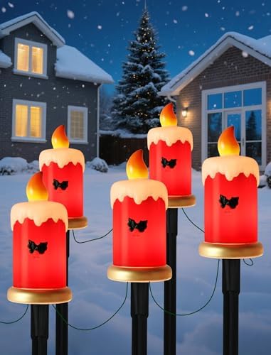 10.5Ft Christmas Outdoor Pathway Lights, 5 Pk LED Candle String Lights - Image 3