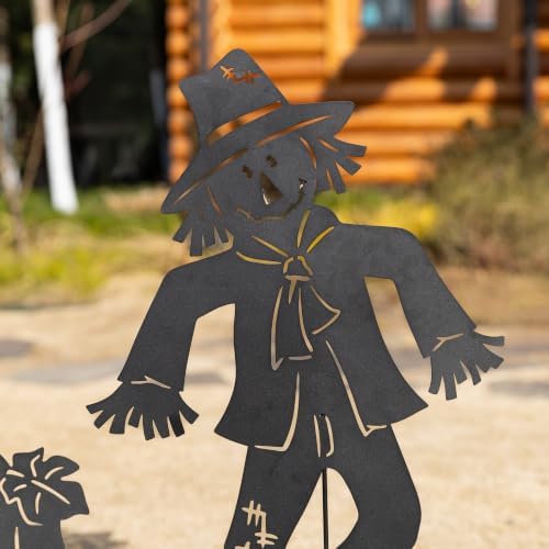 Glitzhome Fall Outdoor Decorations,36"H Fall Metal Scarecrow Pumpkin Silhouette Yard Stakes Set of 3,Scarecrows Pumpkins Silhouette Decor,Metal Yard Signs for Thanksgiving Autumn Party Lawn Garden - Image 6