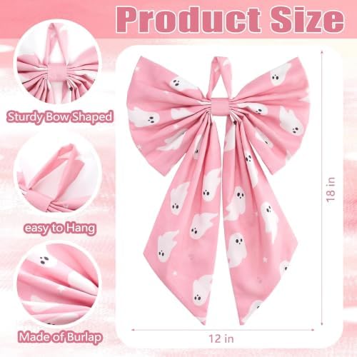 Suncalla 2 Pcs Pink Halloween Ghost Wreath Bows 18'' x 12'' - Image 3