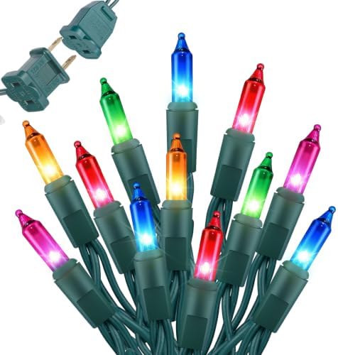 Multi-Colored Christmas Lights, 40FT 200 Count Incandescent Mini String Lights, Connectable Waterproof Fairy Light Christmas Decorations for Indoor Outdoor Xmas Tree Garland Garden Patio Party Decor by Brightown