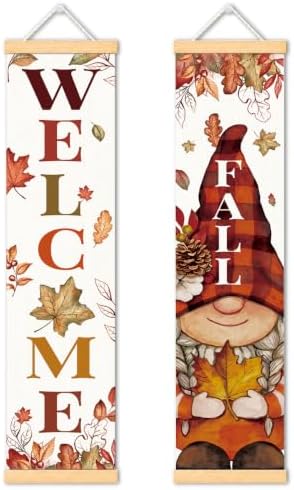 Welcome Fall Door Banner Set of 2, Gnome Leaf Porch Decor for Home by Unknown