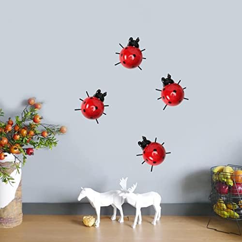 Cruis Cuka Metal Garden Decor for Outside Cute Ladybugs Yard Art Lawn Ornaments Wall Sculptures & Statues Outdoor Fence Decorations for Patio - Set of 4 - Image 5