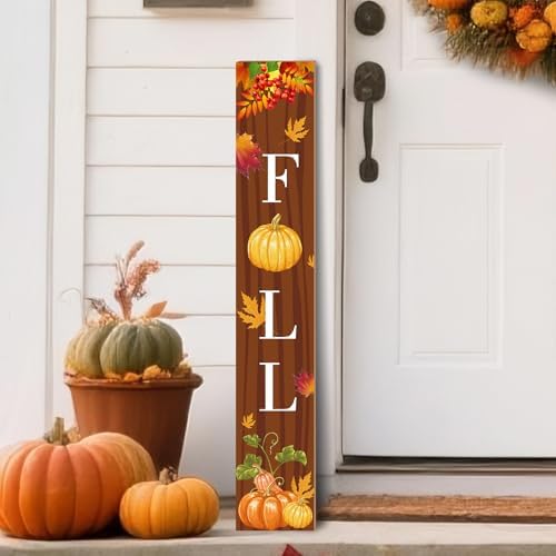 Fall Welcome Sign for Front Porch Standing, Autumn Leaves Wooden Outdoor Porch Sign, Farmhouse Hanging Wall Sign for Autumn Outdoor Yard Wall Decorations 47.2" H (Brown) by Unknown
