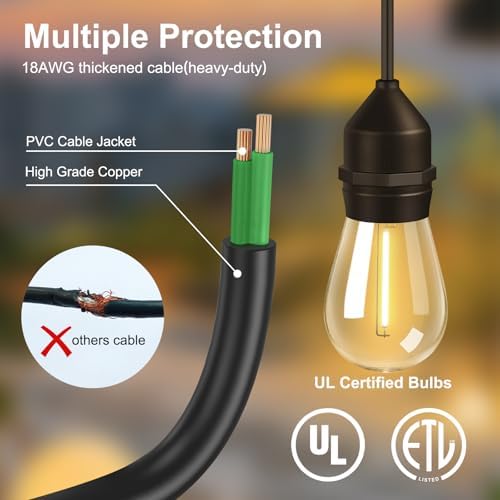 100FT Outdoor String Light 64Bulbs (1.5FT Bulbs Spacing),120W Dimmer Remote - Image 5